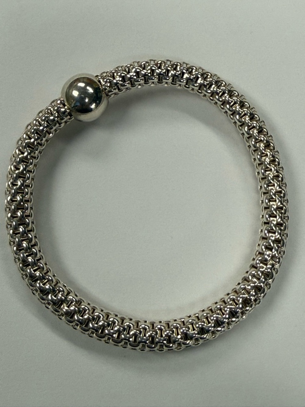 Silpada Sterling Silver Chunky Mesh Stretch Bracelet Ball Accent Statement